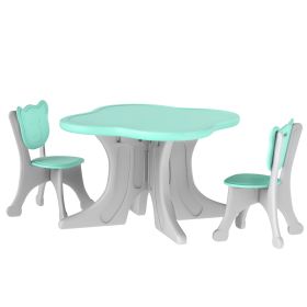 3 Piece Kids Table and Chairs Set for 3-6 Years Old, Light Blue