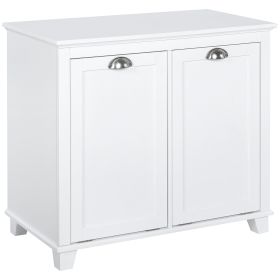 Laundry Organizer Freestanding Bathroom Cabinet 2 Tilt Out Hamper White