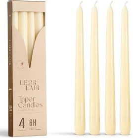 Leor & Lair Ivory Taper Candles - 4 Pack 10" Ivory Candlesticks - Unscented Cream Candle Sticks for Home Decoration, Holiday Tables, Weddings