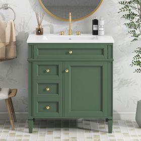 30'' Bathroom Vanity with Top Sink, Modern Bathroom Storage Cabinet with 2 Drawers and a Tip-out Drawer, Single Sink Bathroom Vanity