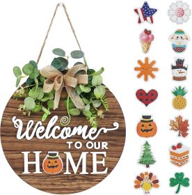 Interchangeable Seasonal Welcome Sign Front Door Decoration
