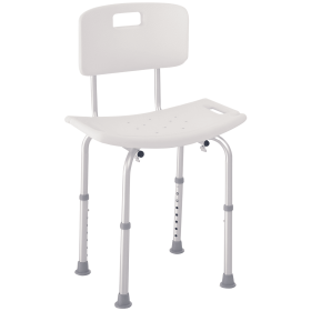 Bath Chair with Back, Adjustable Height Non-slip Shower Stool Bench Tool-Free Assembly Bathroom Aids, White