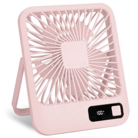 3 Colors Options -- 1Pc Mini Desktop Cooling Fan Rechargeable Battery Powered Personal Fan Speed Adjustment Strong Airflow Quiet Travel Fan With (Option: Pink)