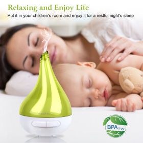 1Pc Drop Shaped Cool Mist Humidifier Ultrasonic Aroma Essential Oil Diffuser With LED Light For Office Home Room Vehicle Study Yoga Spa (Option: Green)