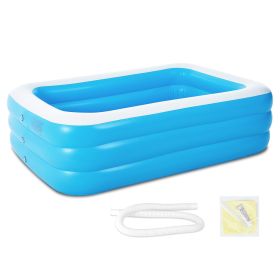 1Pc Inflatable Swimming Pools Family Swim Play Center Pool Blow Up Kiddie Pool For Family Inflatable Lounge Pool For Kids 103x69x24in (Option: Blue)