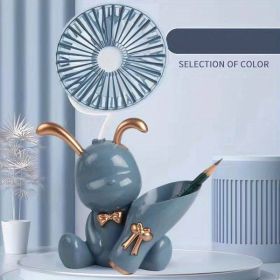 1pc Mini Bear Portable Handheld Battery Operated Fan Desk Fan, USB Rechargeable Battery Operated Fan, 3 Speeds Silent Desk Fan Mini Small Fan (Color: Blue)