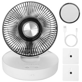 airFoldable Rechargeable LED Desk Fan Wall Mounted Fan With Magnetic Remote Hanging Oscillating Fan With 4 Speeds 2 Brightness Time Setting Automati (Option: White)